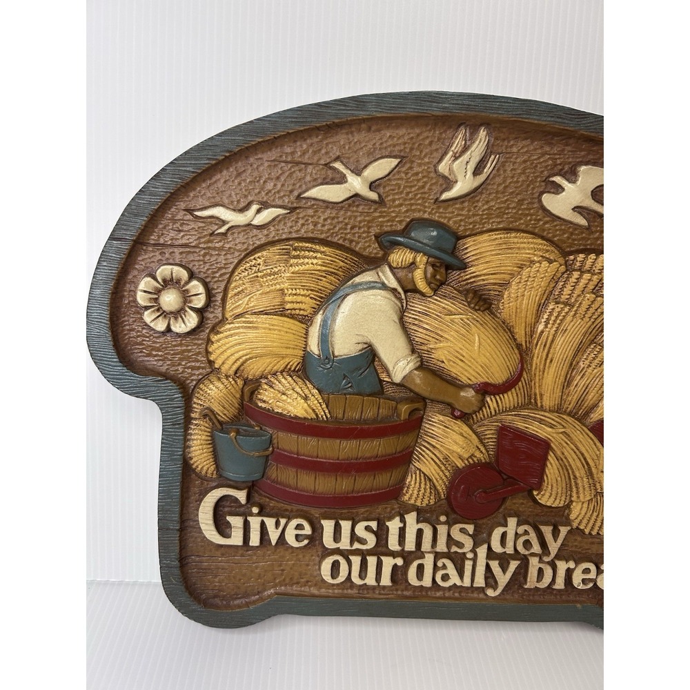 1986 Burwood Products USA Give Us This Day Our Daily Bread Wall Art Hanging - Picture 2 of 7